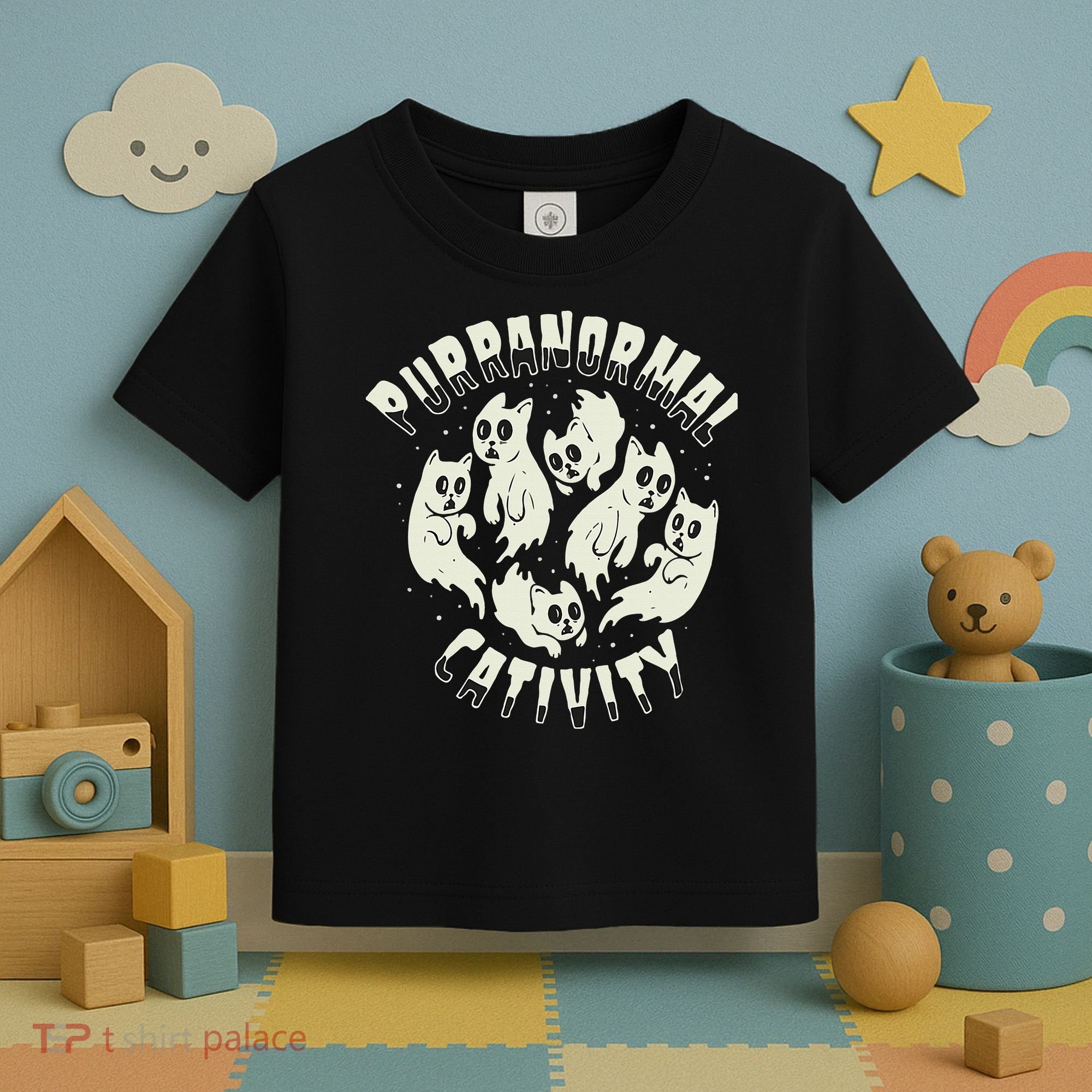 Spooky Ghost Cat Paranormal Funny Activity Toddler T-Shirt