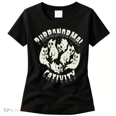 Spooky Ghost Cat Paranormal Funny Activity Women's T-Shirt