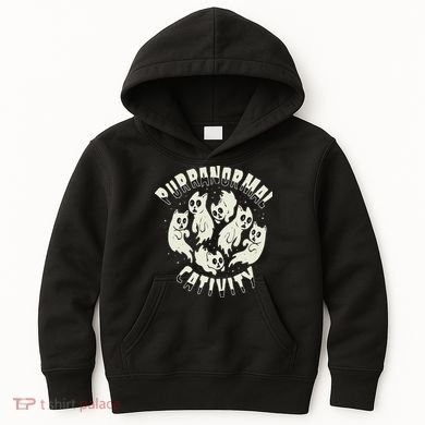 Spooky Ghost Cat Paranormal Funny Activity Kids Hoodie