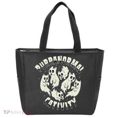 Spooky Ghost Cat Paranormal Funny Activity Tote Bag