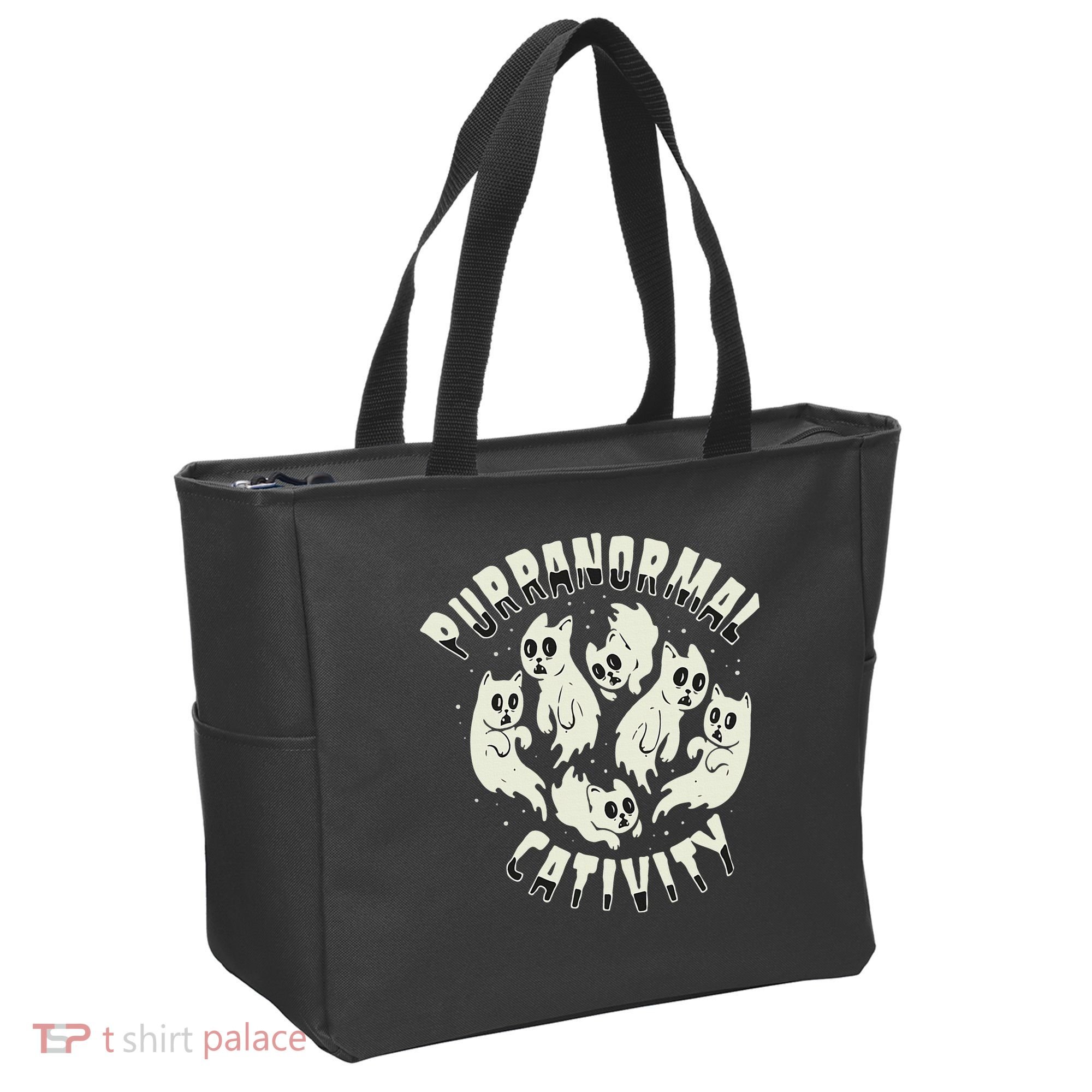 Spooky Ghost Cat Paranormal Funny Activity Tote Bag
