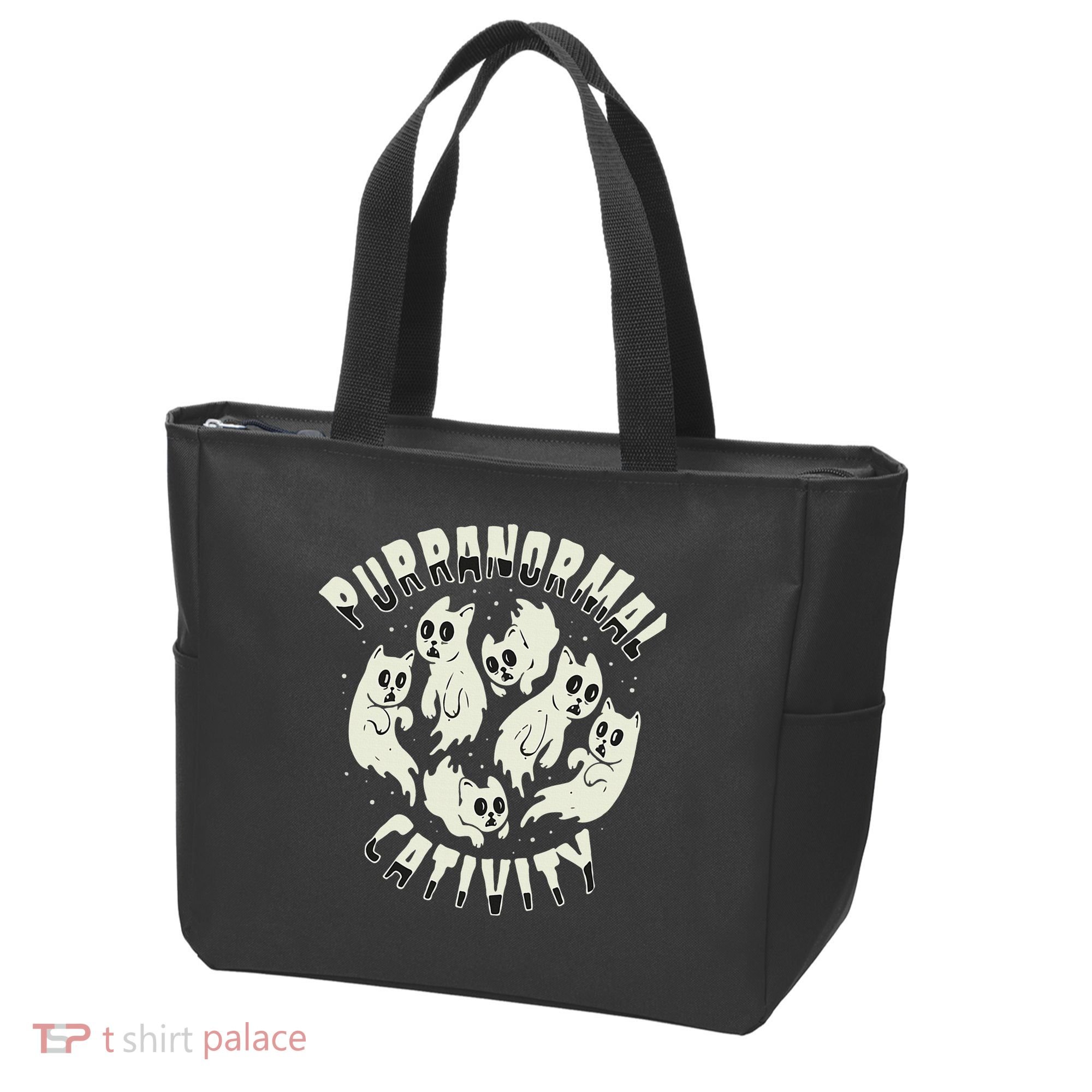 Spooky Ghost Cat Paranormal Funny Activity Tote Bag
