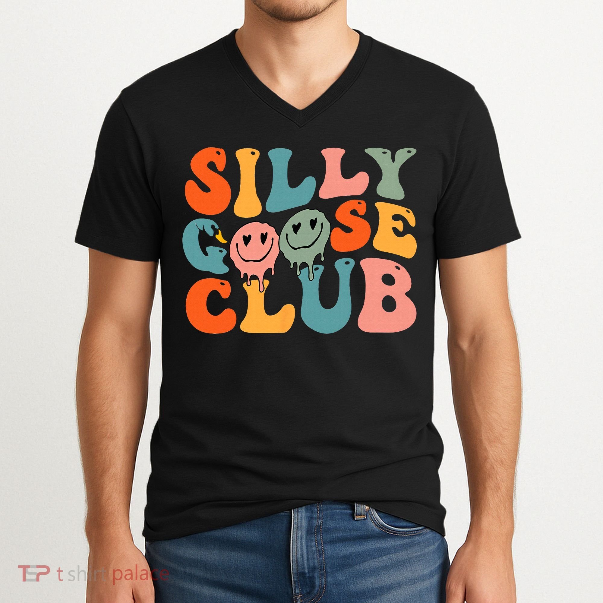 Silly Goose Club Silly Goose Meme Smile Face Trendy Costume V-Neck T-Shirt