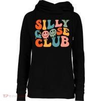 Silly Goose Club Silly Goose Meme Smile Face Trendy Costume Womens Funnel Neck Pullover Hood thumb 0