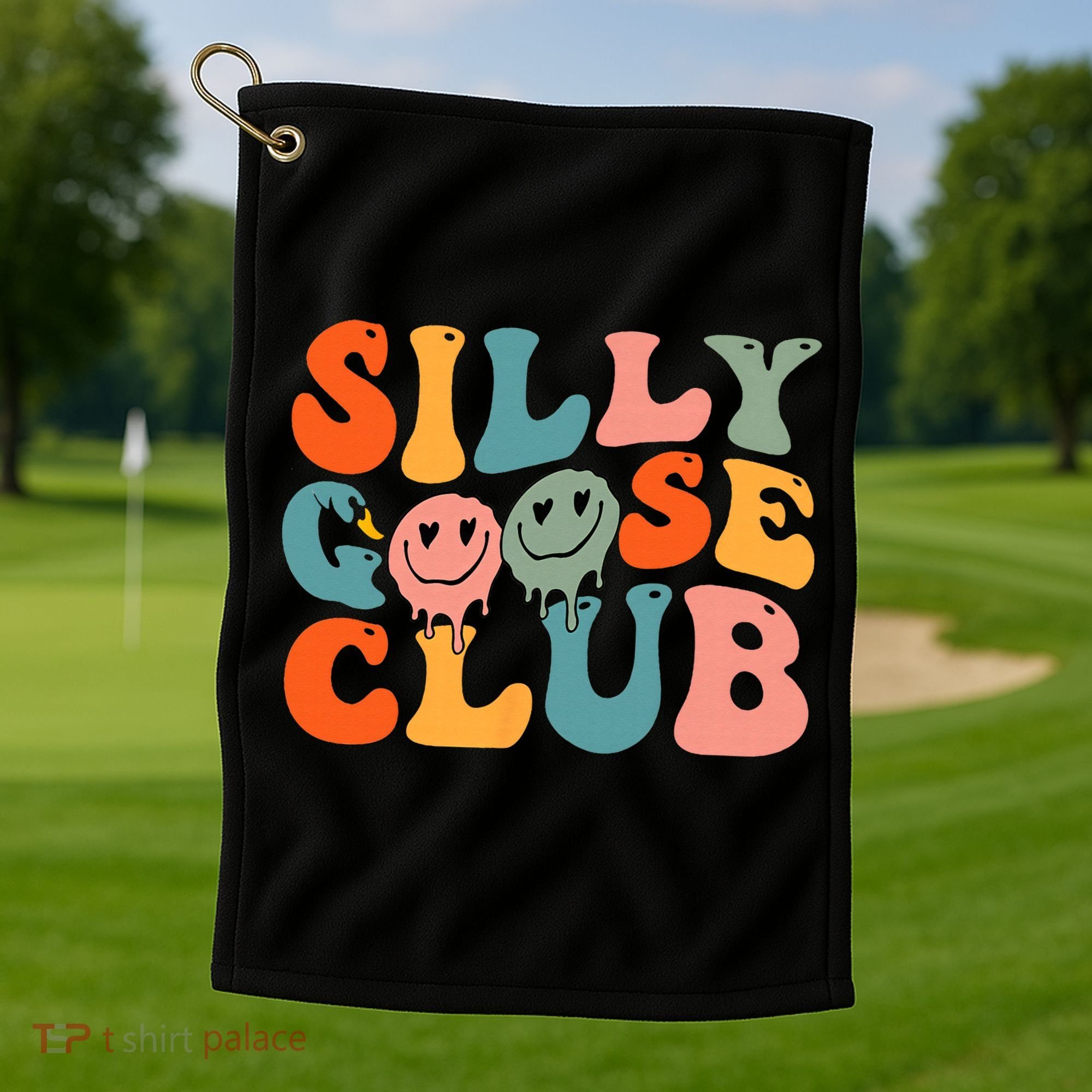 Silly Goose Club Silly Goose Meme Smile Face Trendy Costume Golf Towel