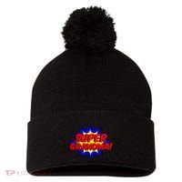 Super Grandma Comic Book Style Gift Superhero Pom Pom 12in Knit Beanie thumb 0