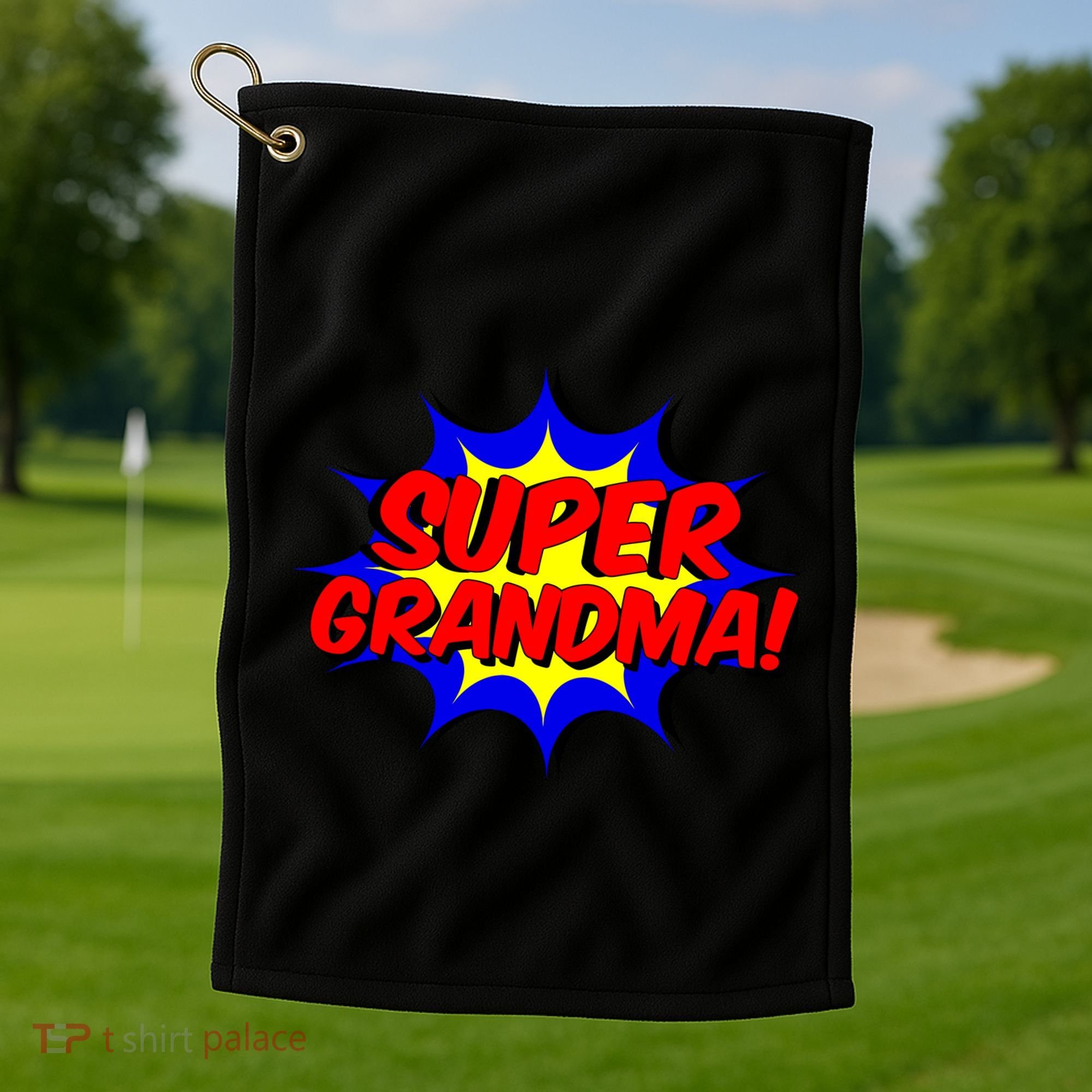 Super Grandma Comic Book Style Gift Superhero Golf Towel
