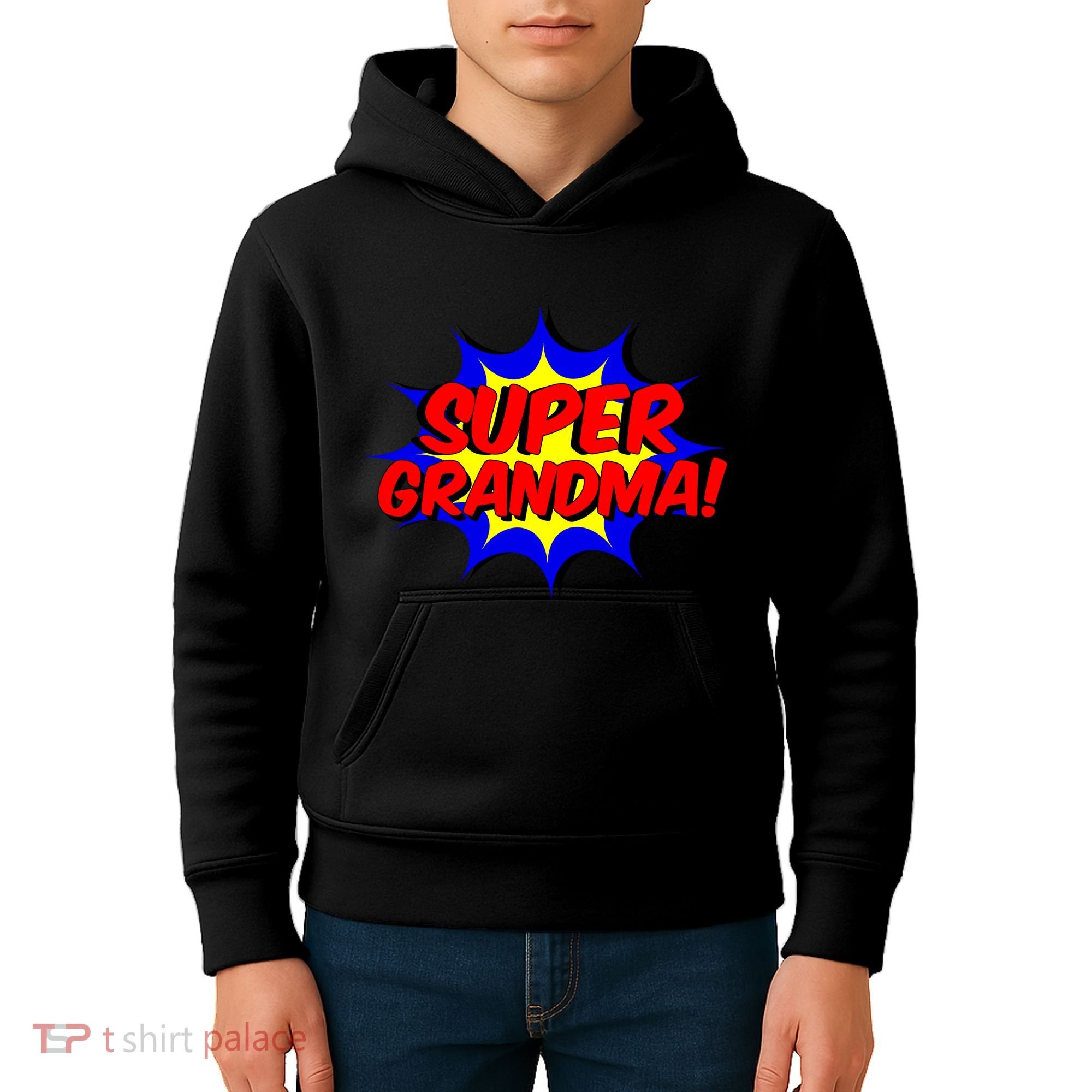 Super Grandma Comic Book Style Gift Superhero Kids Hoodie