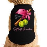 Softball Grandma Coquette Bow Funny Bow Softball Grandma Doggie Tank thumb 0