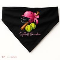 Softball Grandma Coquette Bow Funny Bow Softball Grandma USA-Made Doggie Bandana thumb 0