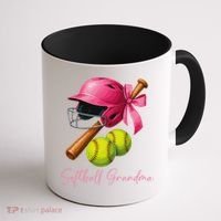 Softball Grandma Coquette Bow Funny Bow Softball Grandma Coffee Mug thumb 1