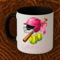 Softball Grandma Coquette Bow Funny Bow Softball Grandma Coffee Mug thumb 2