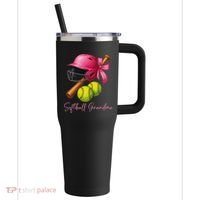 Softball Grandma Coquette Bow Funny Bow Softball Grandma 40oz Vacuum Insulated Stainless Steel Travel Tumbler thumb 0