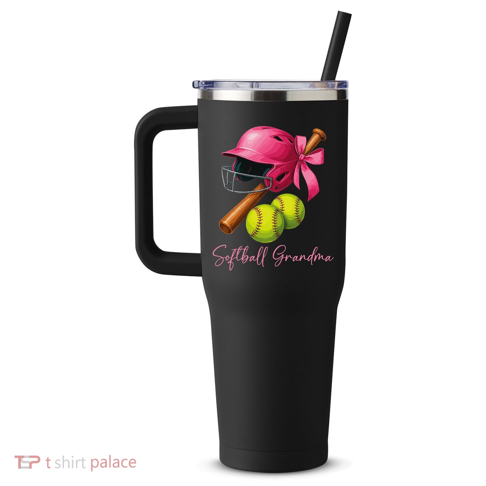Softball Grandma Coquette Bow Funny Bow Softball Grandma 40oz Vacuum Insulated Stainless Steel Travel Tumbler