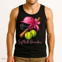 Softball Grandma Coquette Bow Funny Bow Softball Grandma Tank Top thumb 3