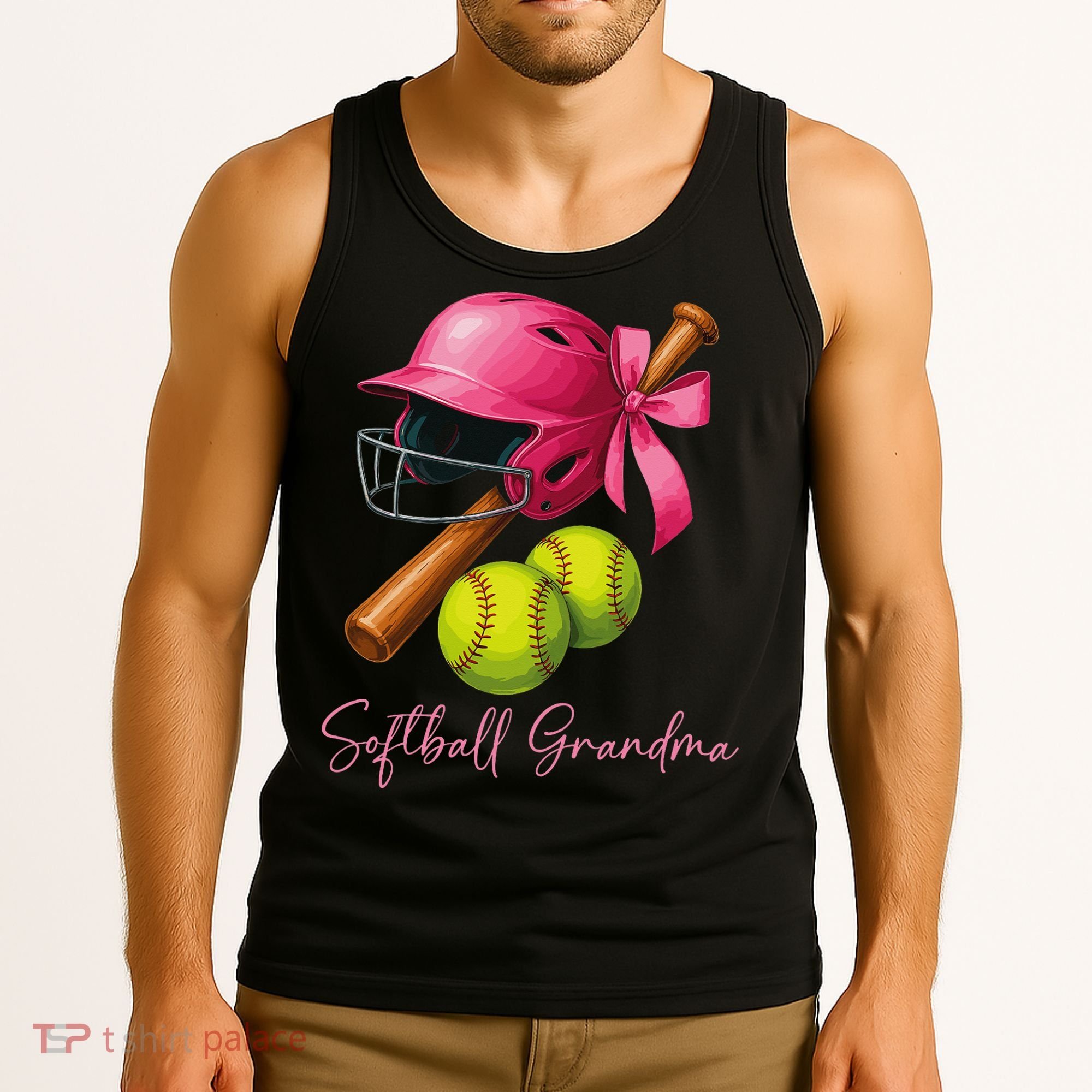 Softball Grandma Coquette Bow Funny Bow Softball Grandma Tank Top