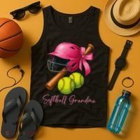 Softball Grandma Coquette Bow Funny Bow Softball Grandma Tank Top thumb 4