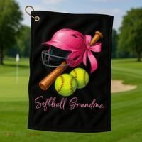 Softball Grandma Coquette Bow Funny Bow Softball Grandma Golf Towel thumb 1