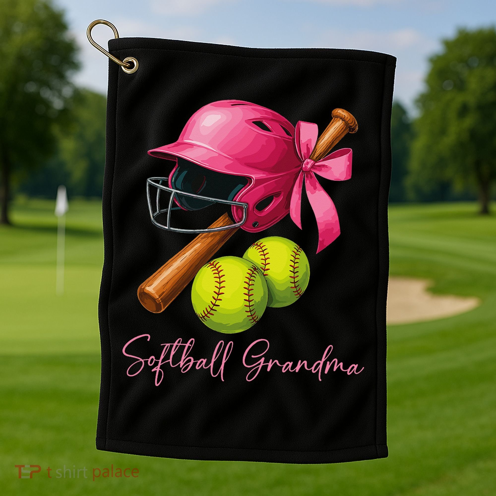 Softball Grandma Coquette Bow Funny Bow Softball Grandma Golf Towel