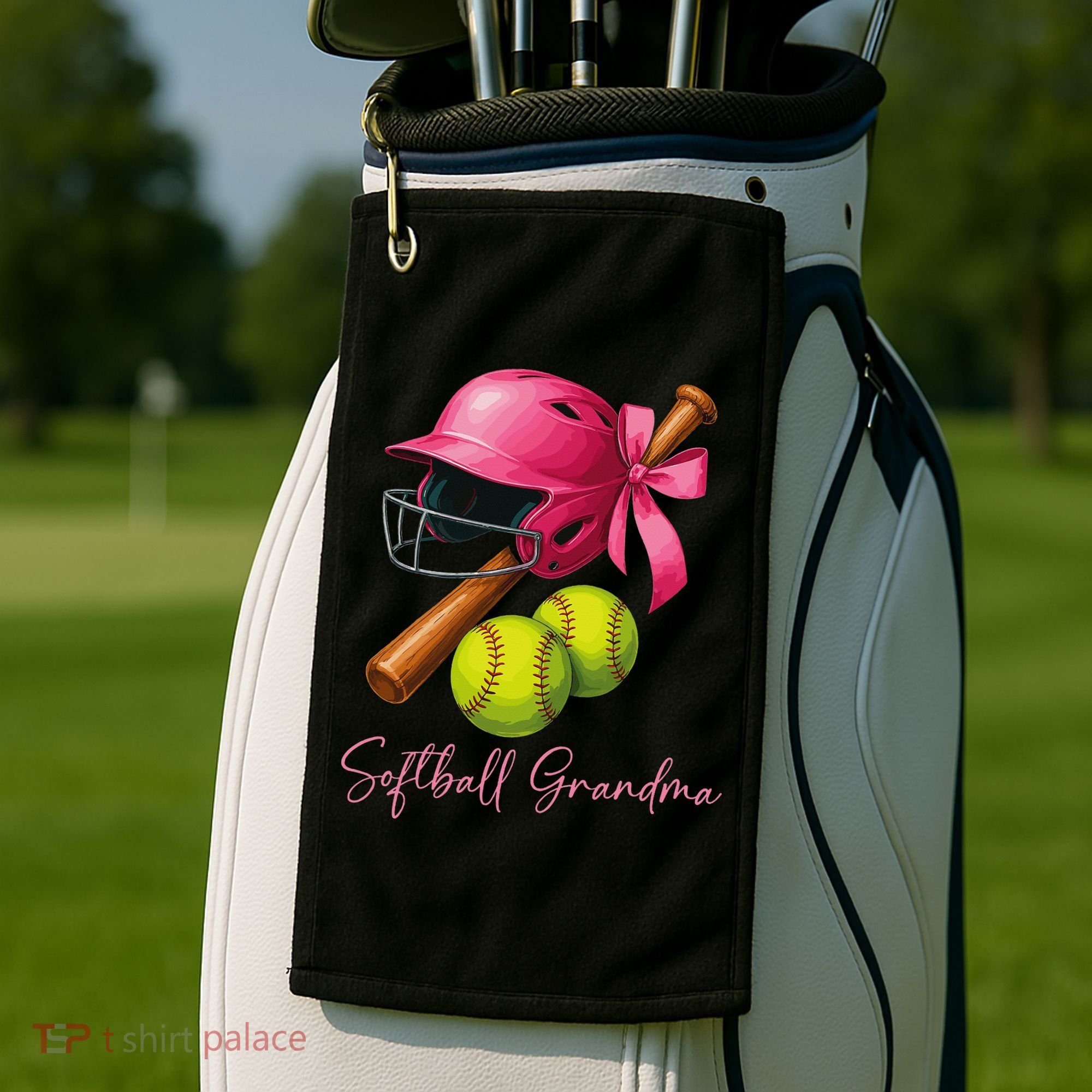 Softball Grandma Coquette Bow Funny Bow Softball Grandma Golf Towel