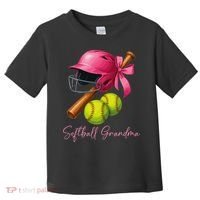Softball Grandma Coquette Bow Funny Bow Softball Grandma Toddler T-Shirt thumb 0