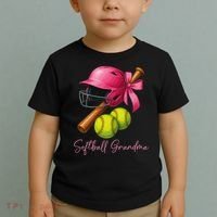 Softball Grandma Coquette Bow Funny Bow Softball Grandma Toddler T-Shirt thumb 2