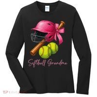 Softball Grandma Coquette Bow Funny Bow Softball Grandma Women's Long Sleeve Shirt thumb 0