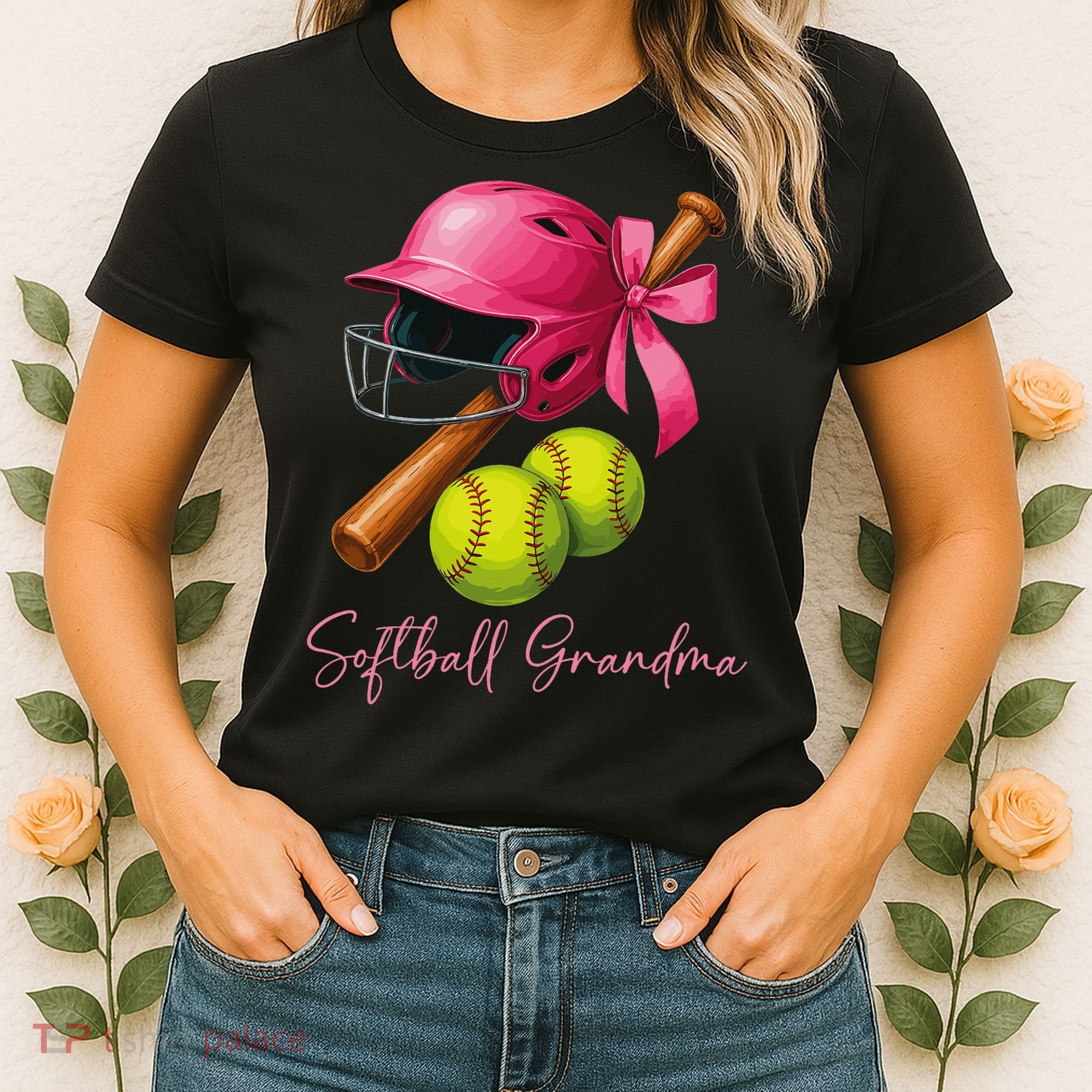 Softball Grandma Coquette Bow Funny Bow Softball Grandma Women's T-Shirt