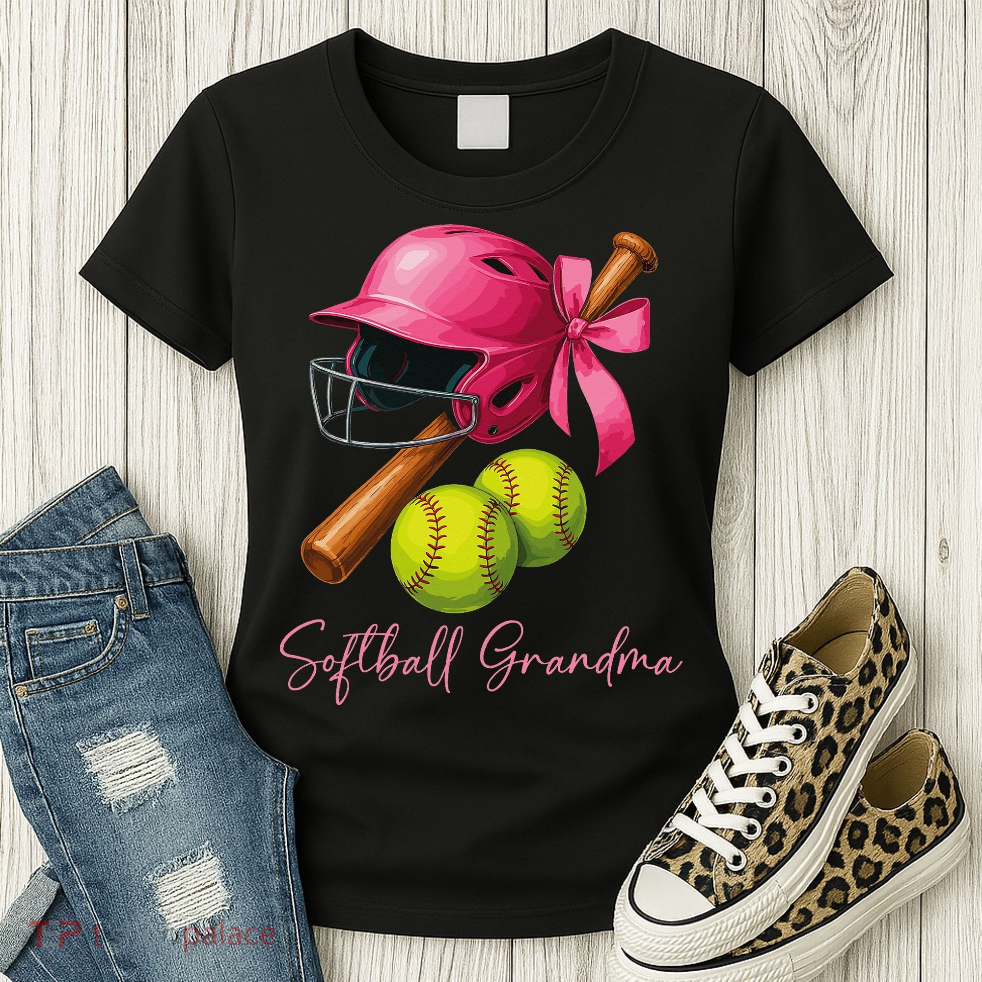 Softball Grandma Coquette Bow Funny Bow Softball Grandma Women's T-Shirt