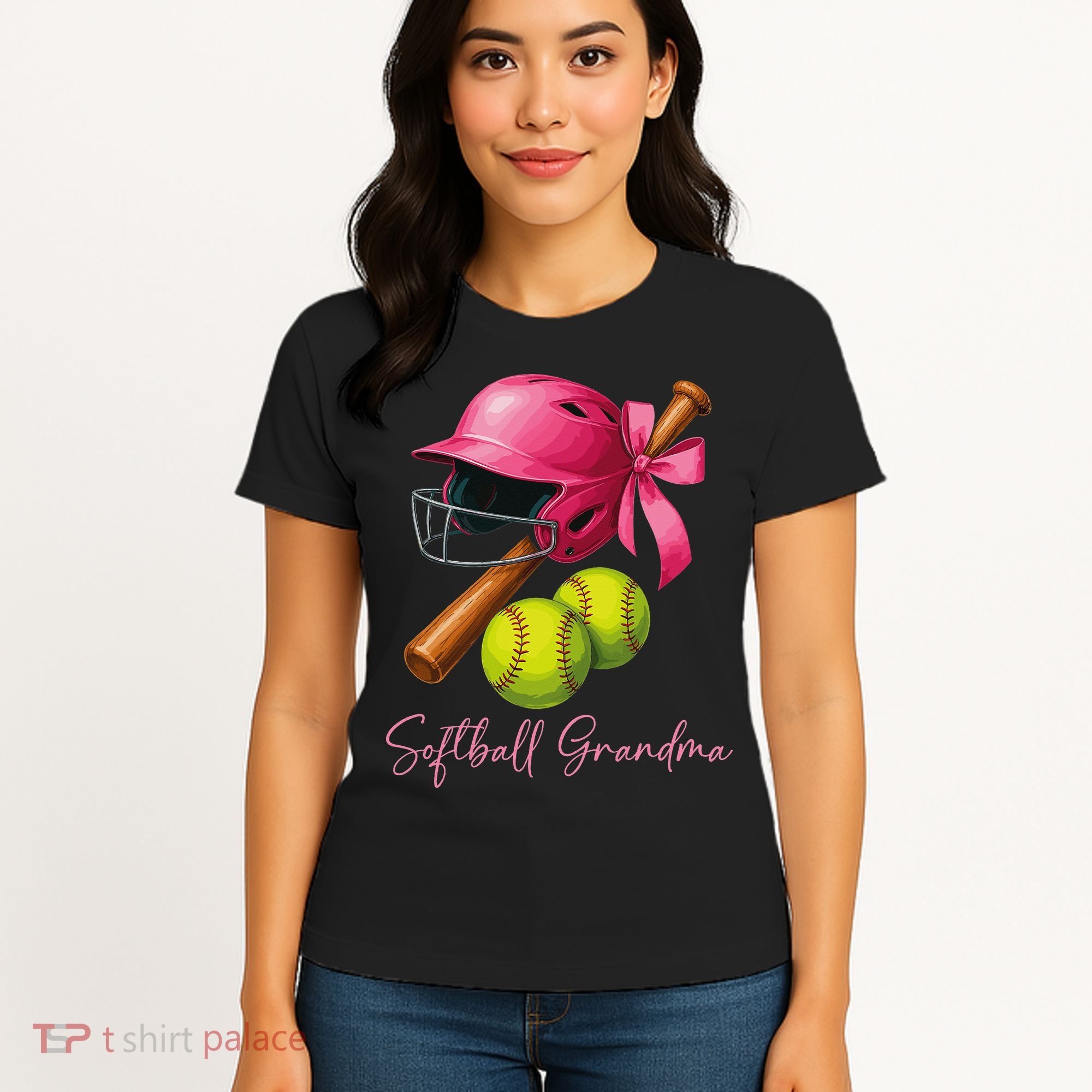 Softball Grandma Coquette Bow Funny Bow Softball Grandma Women's T-Shirt