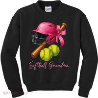 Softball Grandma Coquette Bow Funny Bow Softball Grandma Kids Sweatshirt thumb 0