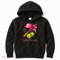 Softball Grandma Coquette Bow Funny Bow Softball Grandma Kids Hoodie thumb 0