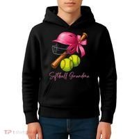 Softball Grandma Coquette Bow Funny Bow Softball Grandma Kids Hoodie thumb 4