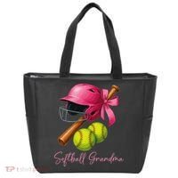 Softball Grandma Coquette Bow Funny Bow Softball Grandma Tote Bag thumb 0