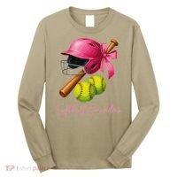 Softball Grandma Coquette Bow Funny Bow Softball Grandma Long Sleeve Shirt thumb 0