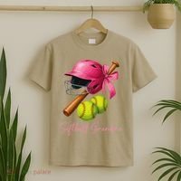 Softball Grandma Coquette Bow Funny Bow Softball Grandma T-Shirt thumb 2
