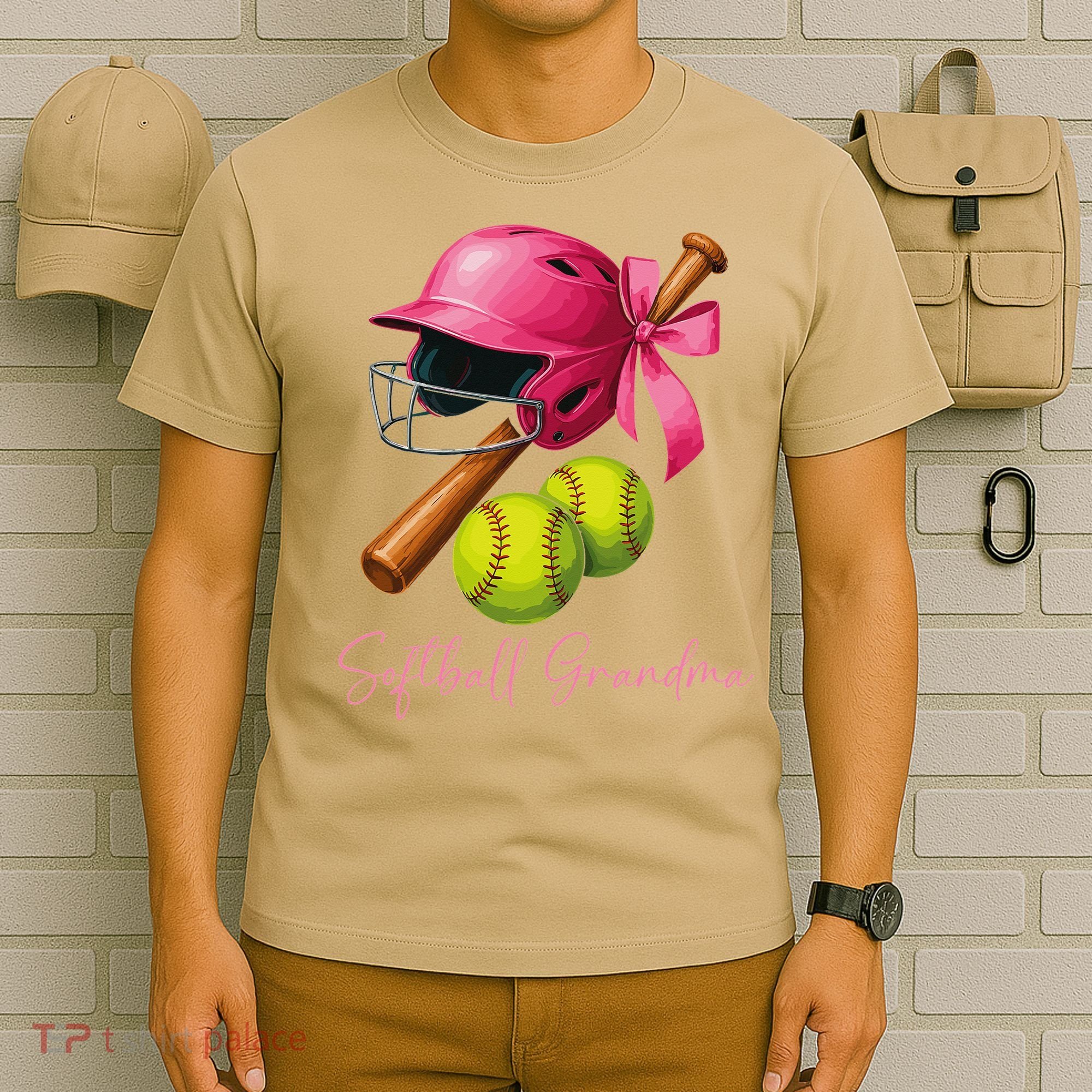 Softball Grandma Coquette Bow Funny Bow Softball Grandma T-Shirt