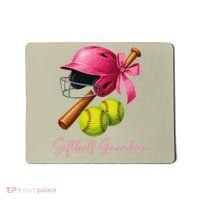 Softball Grandma Coquette Bow Funny Bow Softball Grandma Mousepad thumb 0