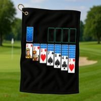 Solitaire Game Costume Board Games Halloween Costume Gift Golf Towel thumb 1