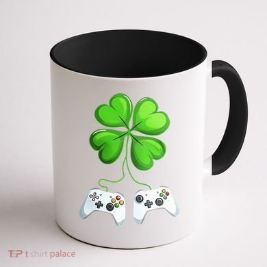 Shamrock Gaming Controllers St Patrick’S Day Fun Gift Coffee Mug back