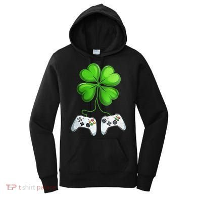 Shamrock Gaming Controllers St Patrick’S Day Fun Gift Women's Hoodie