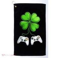 Shamrock Gaming Controllers St Patrick’S Day Fun Gift Golf Towel thumb 0