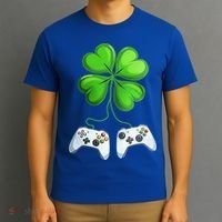 Shamrock Gaming Controllers St Patrick’S Day Fun Gift T-Shirt thumb 3