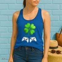 Shamrock Gaming Controllers St Patrick’S Day Fun Gift Women's Tank Top thumb 2