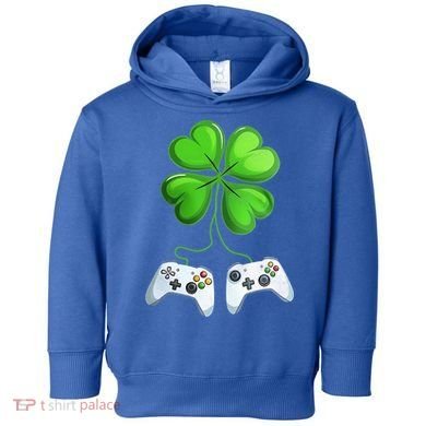 Shamrock Gaming Controllers St Patrick’S Day Fun Gift Toddler Hoodie