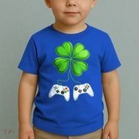 Shamrock Gaming Controllers St Patrick’S Day Fun Gift Toddler T-Shirt thumb 2