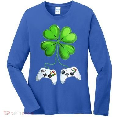Shamrock Gaming Controllers St Patrick’S Day Fun Gift Women's Long Sleeve Shirt