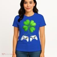 Shamrock Gaming Controllers St Patrick’S Day Fun Gift Women's T-Shirt thumb 4