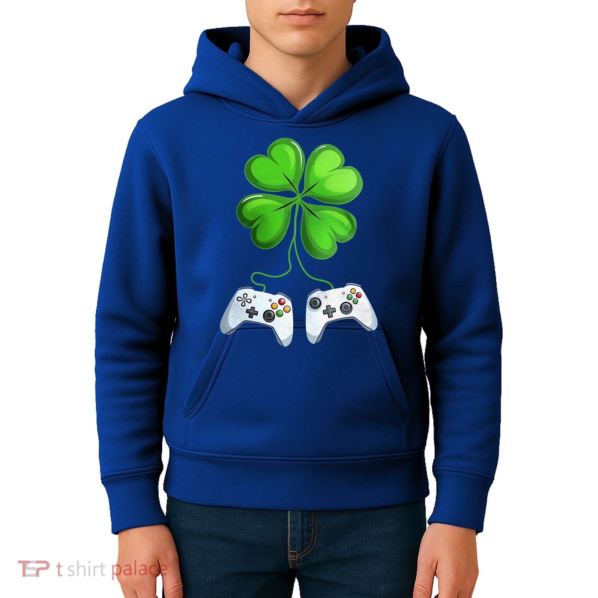 Shamrock Gaming Controllers St Patrick’S Day Fun Gift Kids Hoodie