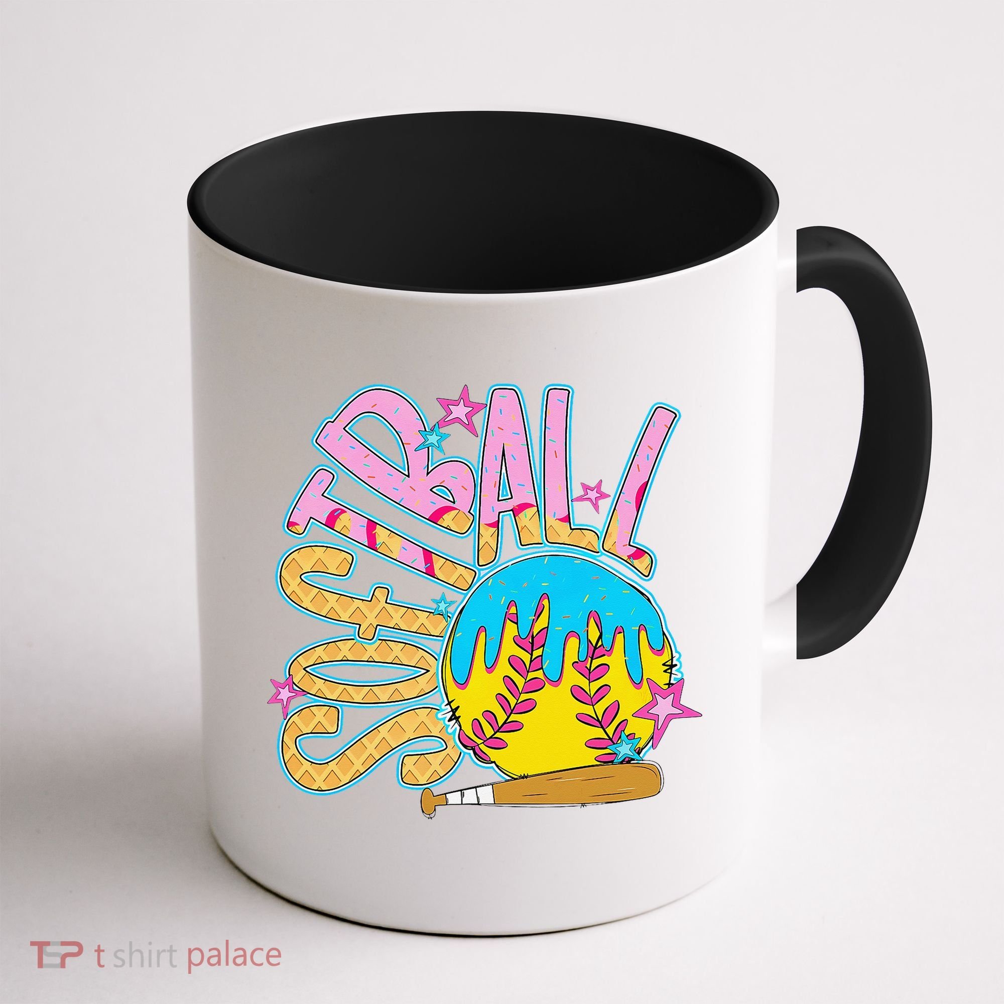Softball Game Day Drip Ice Cream Drip Softball Coffee Mug